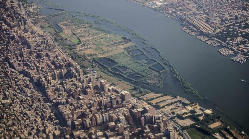 An aerial view shows the River Nile before sunset in the Helwan suburb south of the Egyptian capital Cairo on June 20, 2020. (AFP)